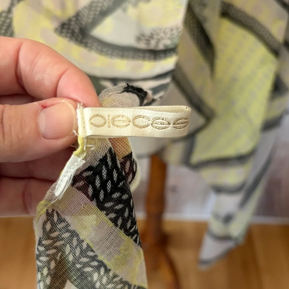 Pieces Green, Yellow, and Black Abstract Pattern Scarf
